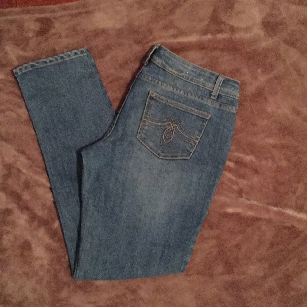 Straight leg light blue wash jeans